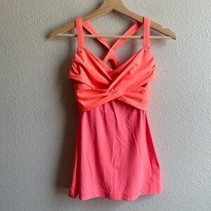 Lululemon Wrap It Up Athletic Tank Grapefruit Built in Bra Workout Gym Yoga Sz 6